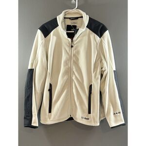 LL Bean Womens XL White Polartec Fleece Full Zip Mock Neck Wind Pro Jacket New
